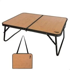 Camping En Plein Air Soldes 30 AKTIVE - Table De Camping Pliante Effet Bambou, 60x40x25 Cm