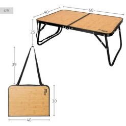 AKTIVE - Table De Camping Pliante Effet Bambou, 60x40x25 Cm -Camping En Plein Air Soldes aktive table de camping pliante effet bambou 60x40x25 cm 3