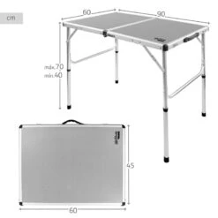 AKTIVE - Table De Camping Pliante, Réglable En 2 Hauteurs, 90x60x40/70 Cm, Gris 12 AKTIVE - Table De Camping Pliante, Réglable En 2 Hauteurs, 90x60x40/70 Cm, Gris -Camping En Plein Air Soldes aktive table de camping pliante reglable en 2 hauteurs 90x60x4070 cm gris 3