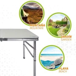 AKTIVE - Table Pliante Avec 2 Tabourets Et Poignée De Transpor, Gris 9 AKTIVE - Table Pliante Avec 2 Tabourets Et Poignée De Transpor, Gris -Camping En Plein Air Soldes aktive table pliante avec 2 tabourets et poignee de transpor gris 3