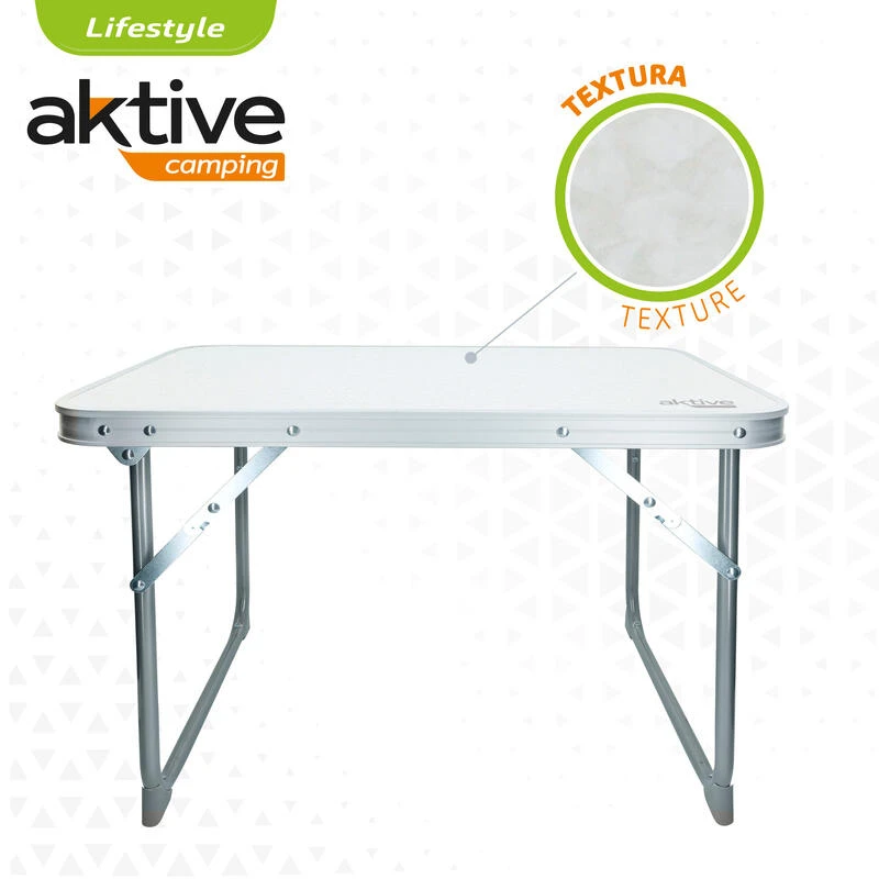 AKTIVE - Table Pliante . Table Basse Blanche En Aluminium - 40x60x40 Cm 4 AKTIVE - Table Pliante . Table Basse Blanche En Aluminium - 40x60x40 Cm – Image 3