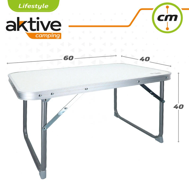 AKTIVE - Table Pliante . Table Basse Blanche En Aluminium - 40x60x40 Cm 5 AKTIVE - Table Pliante . Table Basse Blanche En Aluminium - 40x60x40 Cm – Image 4