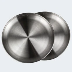 Assiette Plate De Camping | Diamètre Env. 23 Cm | Acier Inox | 2 Assiettes -Camping En Plein Air Soldes assiette plate de camping diametre env 23 cm acier inox 2 assiettes 3