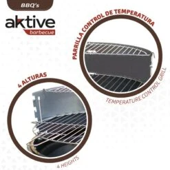 Barbecue Portable Rond 4 Hauteurs Aktive -Camping En Plein Air Soldes barbecue portable rond 4 hauteurs aktive 2