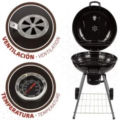 Barbecue Portable Rond Au Charbon De Bois Avec Couvercle Aktive -Camping En Plein Air Soldes barbecue portable rond au charbon de bois avec couvercle aktive 2