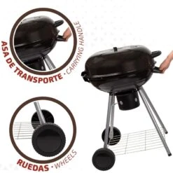 Barbecue Portable Rond Au Charbon De Bois Avec Couvercle Aktive -Camping En Plein Air Soldes barbecue portable rond au charbon de bois avec couvercle aktive 5