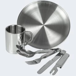 Camping Assiette Plate, Couverts Et Tasse Isotherme Set | Acier Inoxydable -Camping En Plein Air Soldes camping assiette plate couverts et tasse isotherme set acier inoxydable 2
