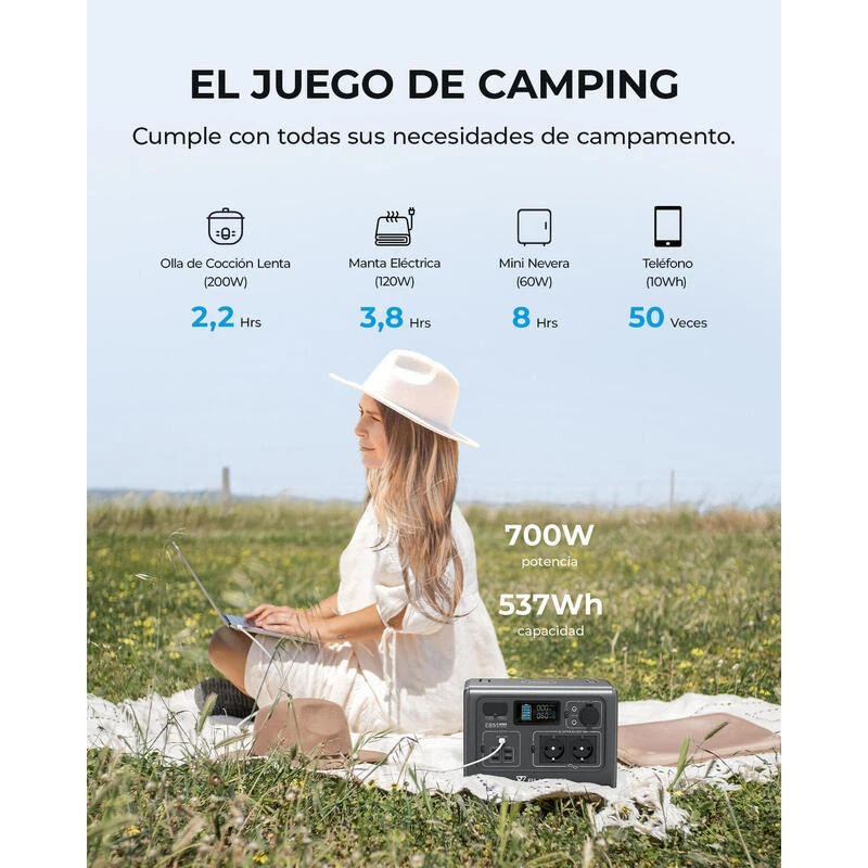 Générateur Solaire BLUETTI EB55 Avec Panneau Solaire PV120S Pour Camping 4 Générateur Solaire BLUETTI EB55 Avec Panneau Solaire PV120S Pour Camping – Image 2