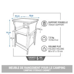 Quechua MEUBLE DE RANGEMENT PLIABLE ET COMPACT POUR LE CAMPING -Camping En Plein Air Soldes meuble de rangement pliable et compact pour le camping 1