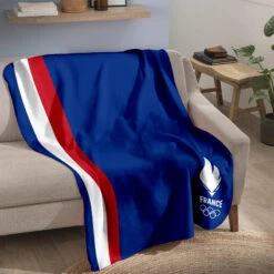 Plaid Polaire 110x140 Cm 100% Polyester Jeux Olympiques - Drapeau -Camping En Plein Air Soldes plaid polaire 110x140 cm 100 polyester jeux olympiques drapeau 1