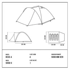 Tente De Camping - Alpinus REUS 4 - 4 Places -Camping En Plein Air Soldes tente de camping alpinus reus 4 4 places 2