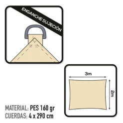 Voile D'ombrage Rectangulaire Aktive Garden Couleur Crème -Camping En Plein Air Soldes voile dombrage rectangulaire aktive garden couleur creme 2